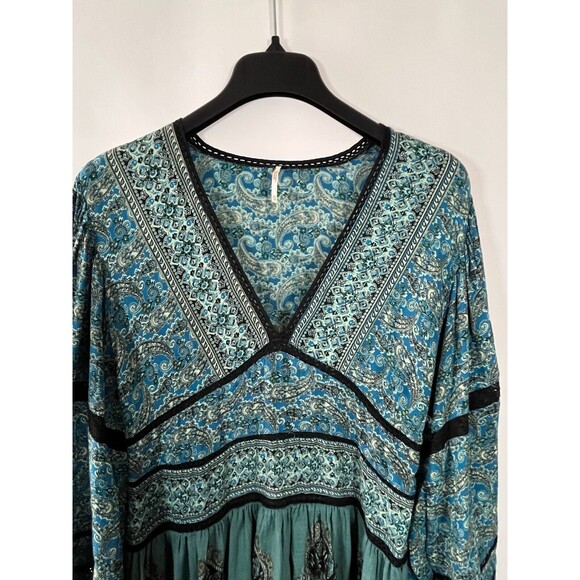 Free People Tunic Top Mini Dress XS Luna Scarf Babydoll Y2k Festival Coachella - Picture 2 of 13